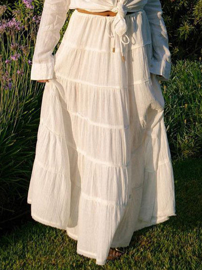 Women's Solid Color Casual Style A- Line Tiered Skirt