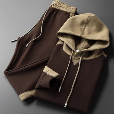 Men's Patchwork Hoodie Trousers Suit