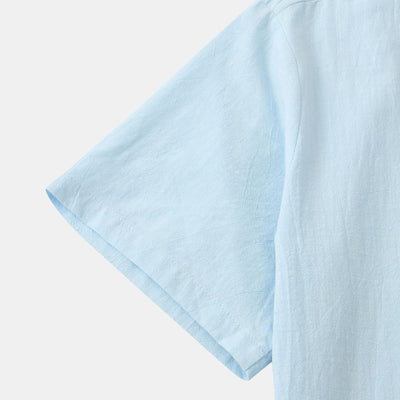 Casual Solid Color Shirt Short Sleeve Shirt Beach T-Shirt Tops Summer Mens Clothing