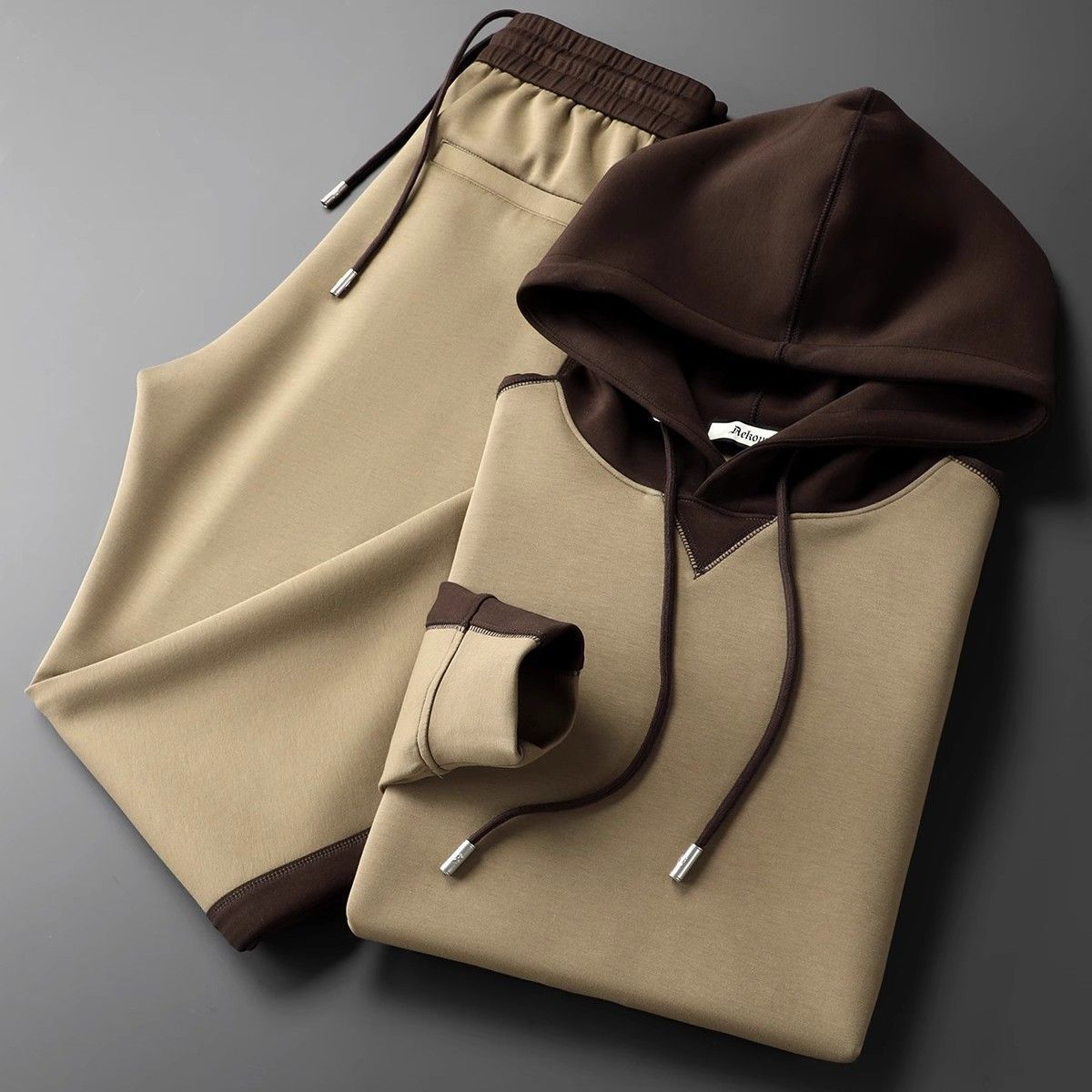 Men's Patchwork Hoodie Trousers Suit